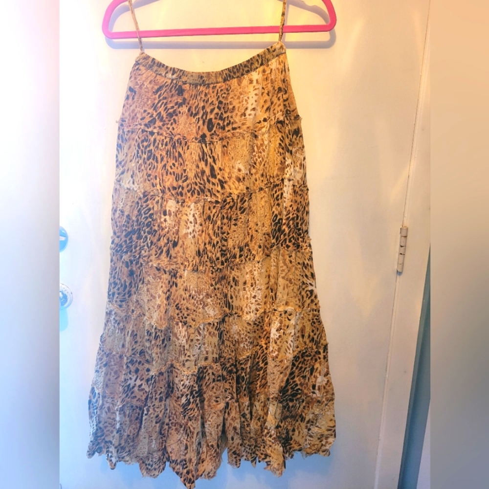 Cotton Animal Print Maxi Skirt